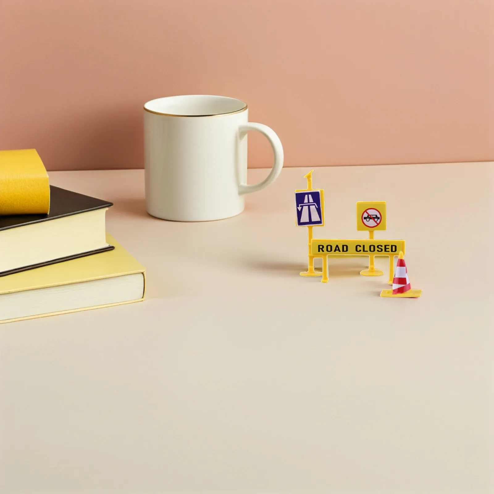 

1Set Miniature Traffic Barrier Roadblock Signs Set for Children Cognitive Development School Teaching Aids Simulation Road Sign