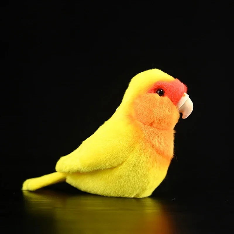 Hot Sale Simulation  Yellow Peach Peony Plush Toy Agapornis Lifelike Soft Birds Animals  Realistic Doll For Children Gift