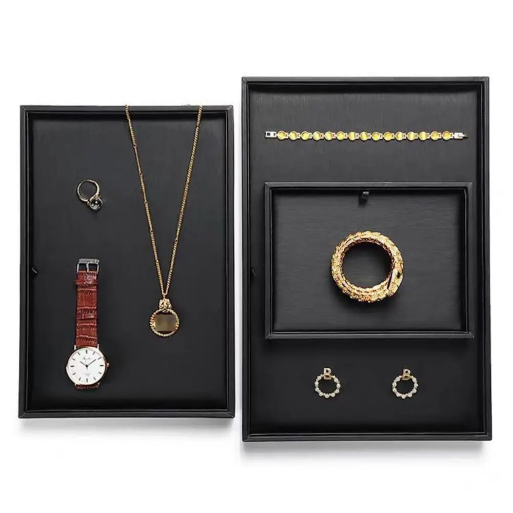 

Штабелируемый лоток для демонстрации ювелирных изделий, черный органайзер для хранения браслетов с плоским дном, износостойкий водонепроницаемый реквизит для демонстрации ожерелий