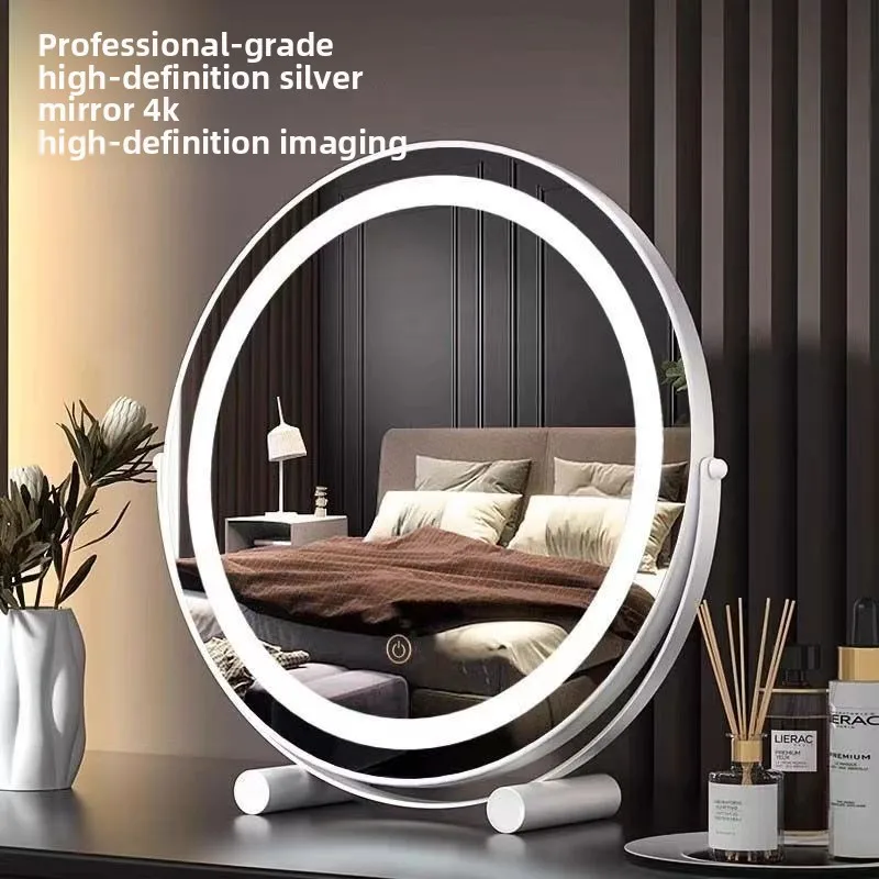 Lustro do makijażu na biurko 15,5 cala, obrotowe, z oświetleniem LED, idealne do akademika, popularne w sieci, inteligentne lustro do sypialni, toaletka z oświetleniem.