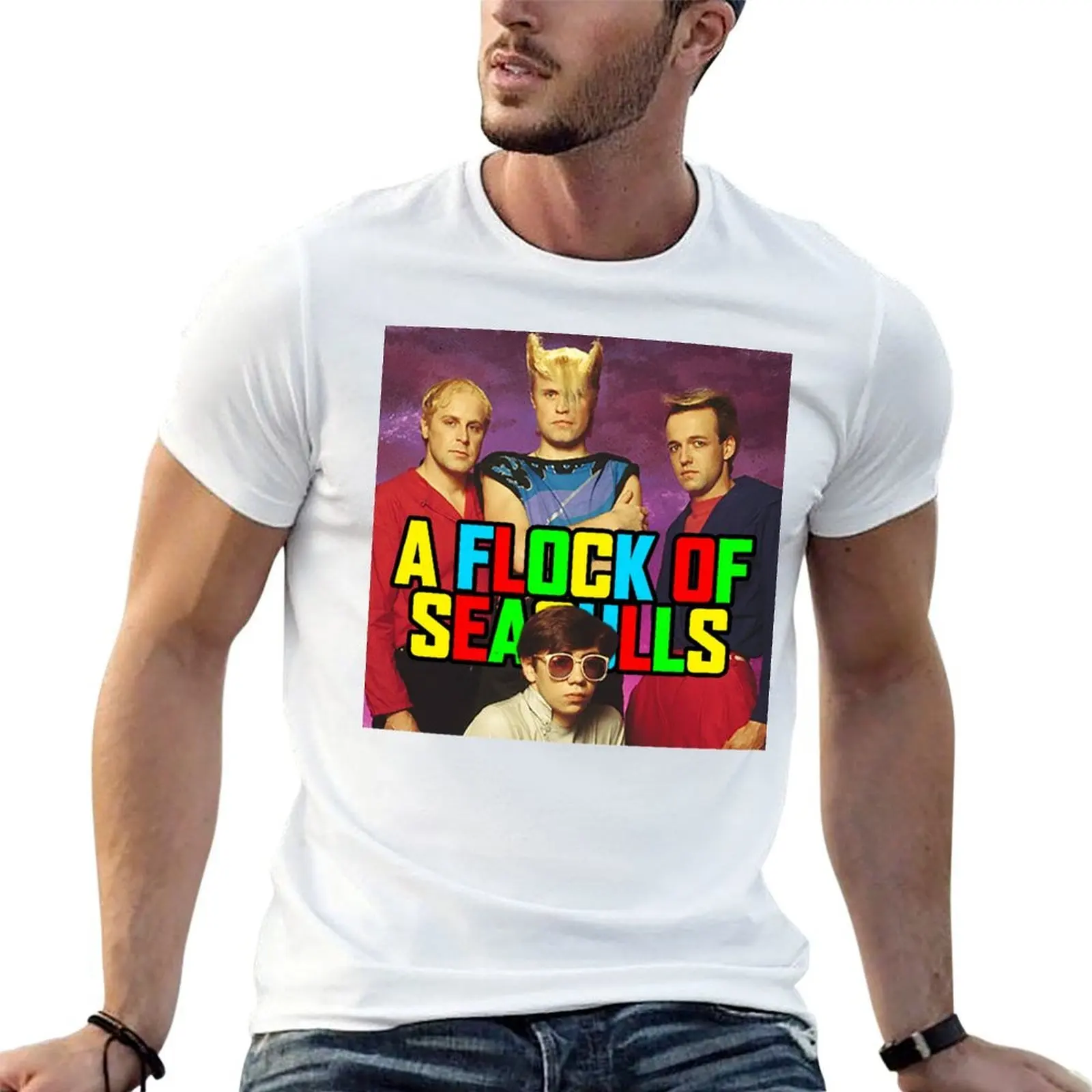 

for funny Seagulls t pack of for cotton shirts shirts man t t cotton white T-Shirt man shirts Flock A