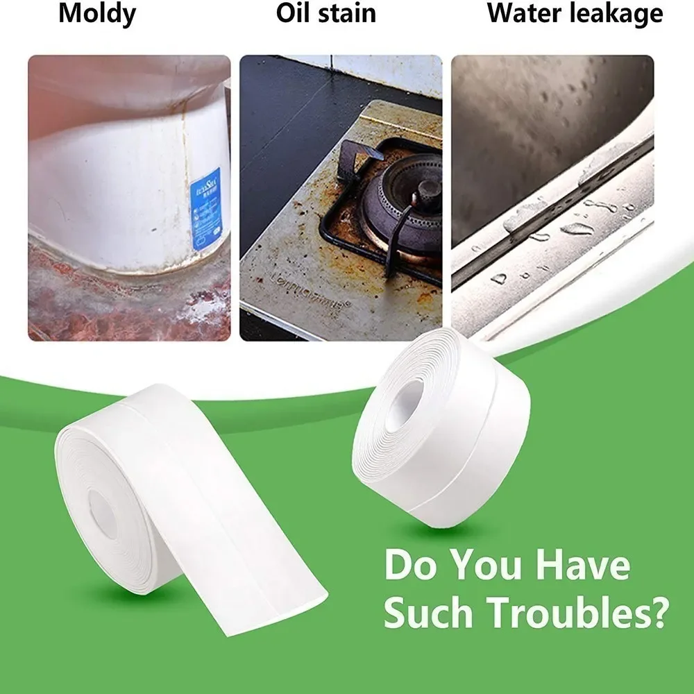 3.2M Self-adhesive Sealing Tape PVC Oil-Proof Kitchen Sink Edge Caulk Tape Waterproof Bathroom Toilet Corner Wall Sticker image 6
