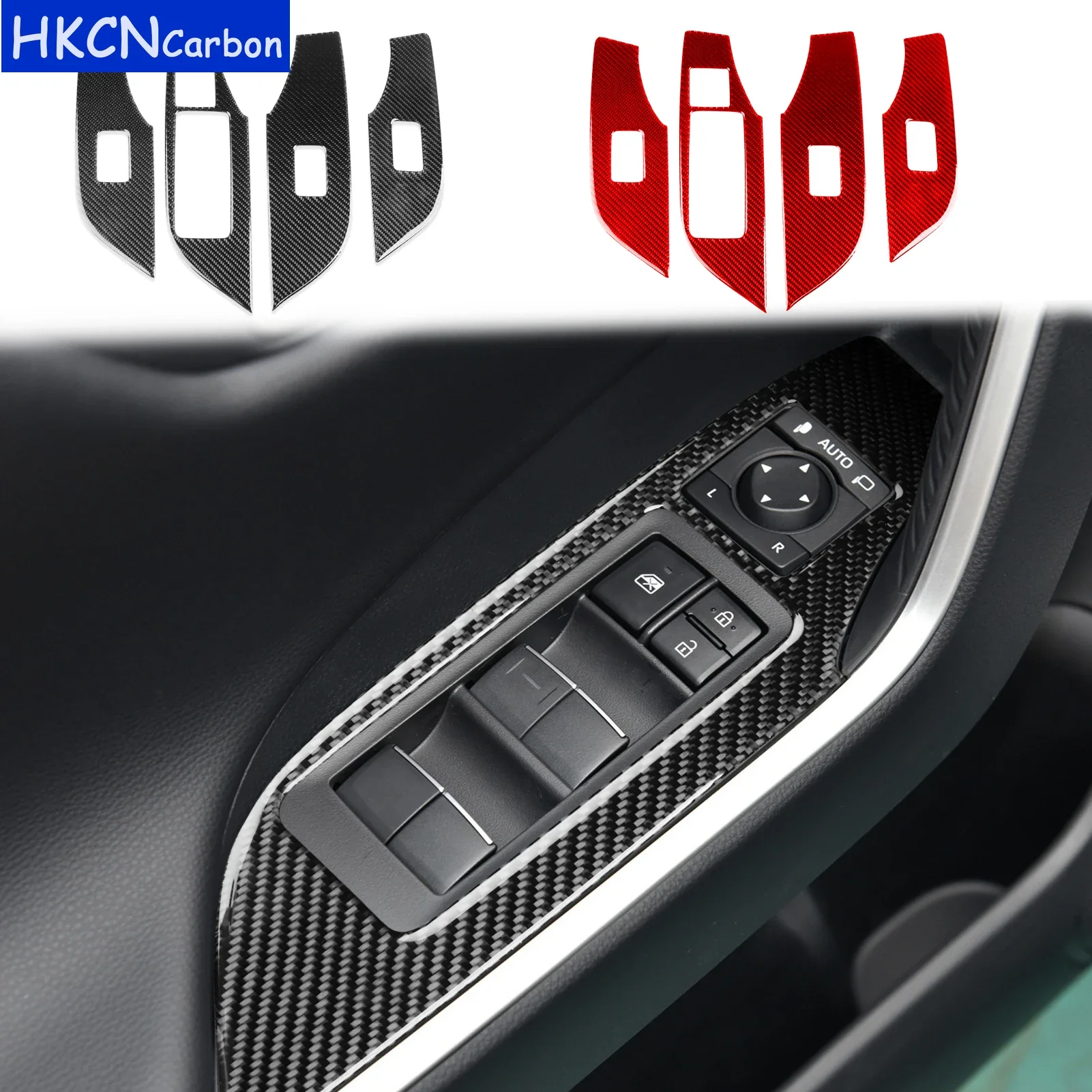 

For Toyota RAV4 2020—2024 Cars Accessories Real Carbon Fiber Window Lifting Panel Cover Trim Sticker Decorative Modification