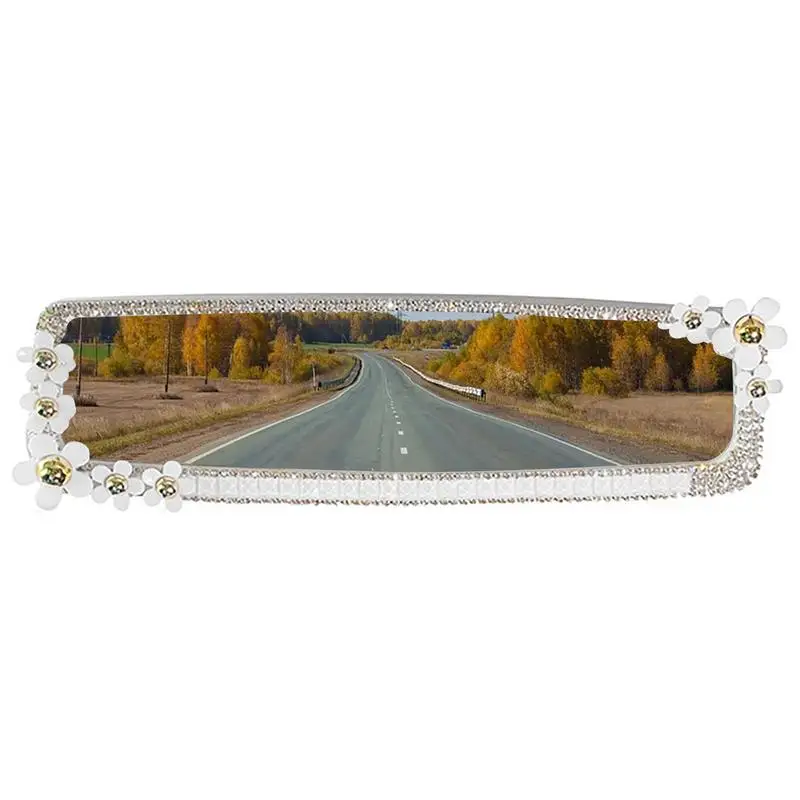 Car Rear Mirror Interior Rear View Mirror Decorations Bling Rear View Mirror Rhinestone Car Accessories Car-styling