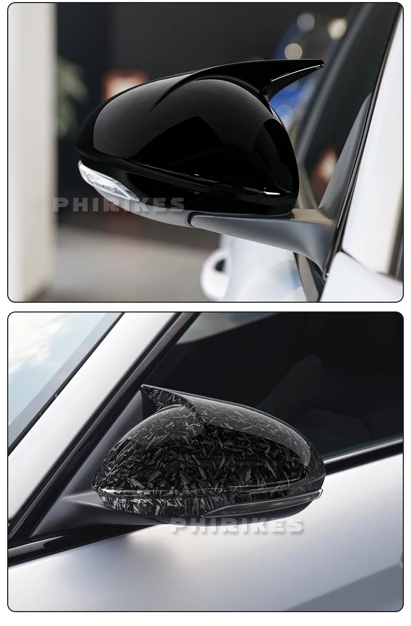2 Stück Seitenspiegel-Gehäuseabdeckung aus Kohlefaser für Alfa Romeo Stelvio Giulia 2017-2022, glänzend schwarz – Detail 11