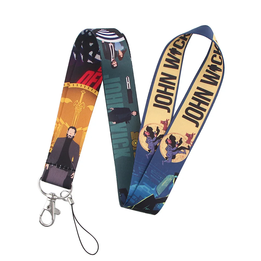 Movie John Wick Lanyard Keychain ID Card Pass Gym Mobile Phone USB Badge Key Ring Holder Neck Straps Accessories Gift Sovenior