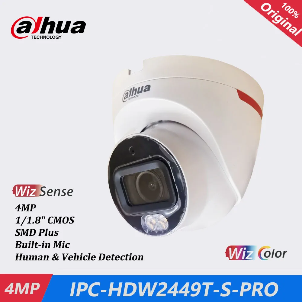 Dahua IPC-HDW2449T-S-PRO 4MP WizColor Fixed-focal Eyeball WizSense Network Camera Original Version Can Update Firmware