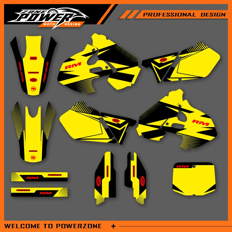 

POWERZONE мотокросс команда графический фон наклейки наборы наклеек для SUZUKI RM125 250 1999 2000 RM125 RM250 индивидуальный номер 01
