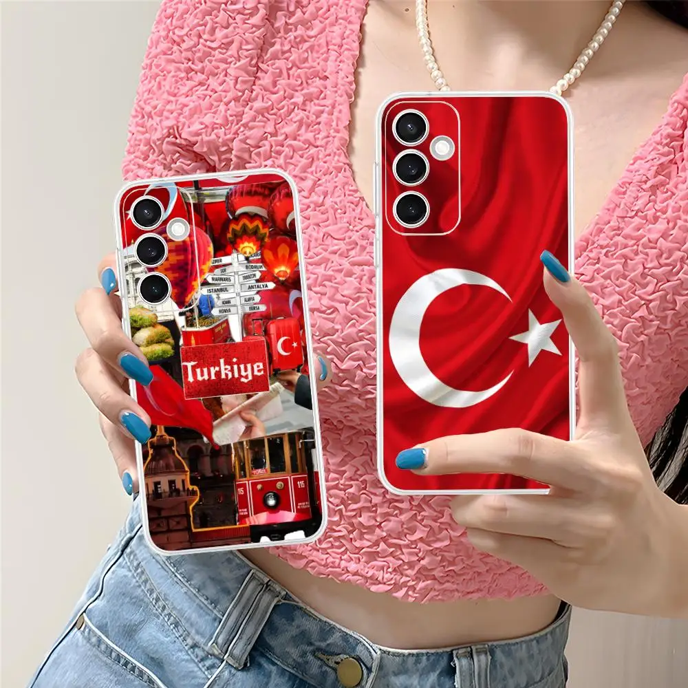 เคสโทรศัพท์มือถือลายธงชาติตุรกี สำหรับ Samsung Galaxy S25 S24 S23 S22 S21Plus FE Ultra  แบบใส สีสวย ดีไซน์สวยงาม