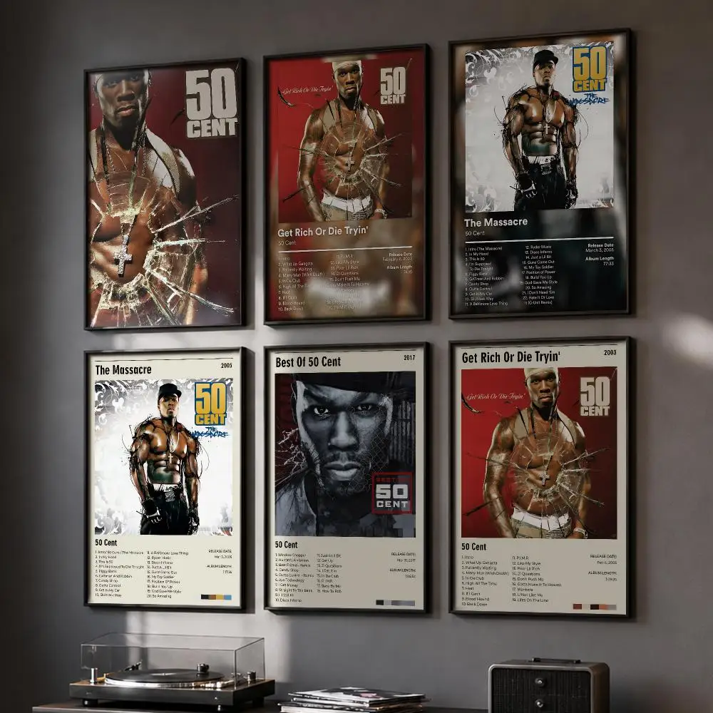 50 C-Cent Rapper Album Poster HD Wall Art Wall Stickers Home Living Room Bedroom Bar Office Decor Prints