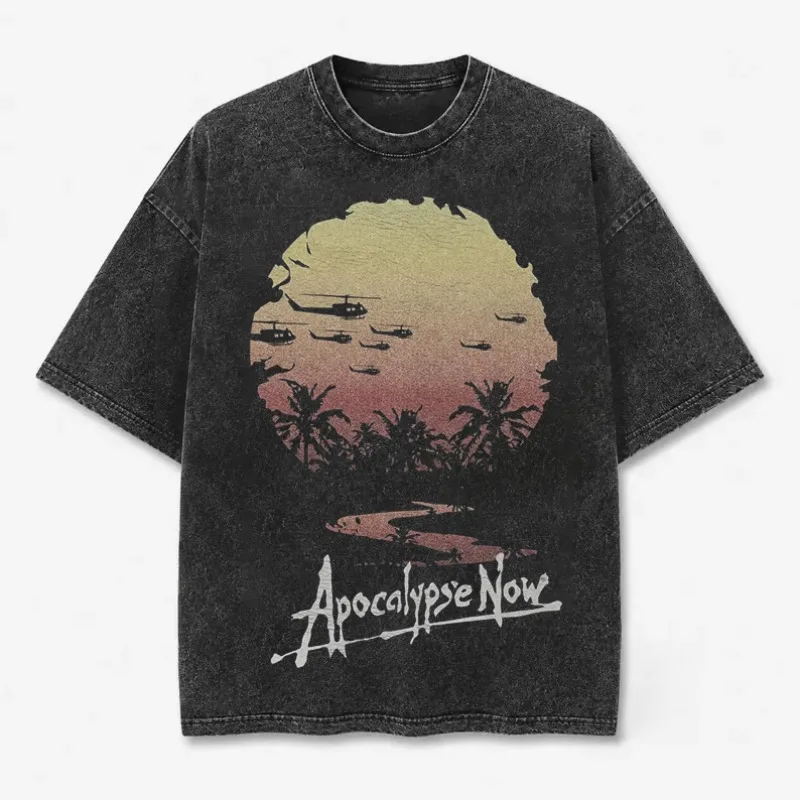 Apocalypse Now Film Poster Movie Vintage T-Shirt Washed Oversize Fan Gift Graphic Top Retro Film Art Tee Streetwear Unisex Shirt