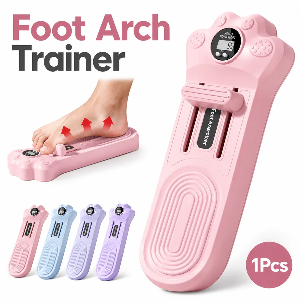 1Pcs PP Foot Arch Trainer Button Battery Stainless Steel Spring Toe Grip Strengthener Pink Blue Purple Anti Slip