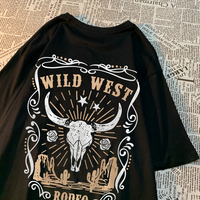 Wild West Rodeo Desert Bullhorn Mens T-Shirt Oversize Crewneck T Shirts Cotton Tops Harajuku Cotton Tee Clothes Women Fashion