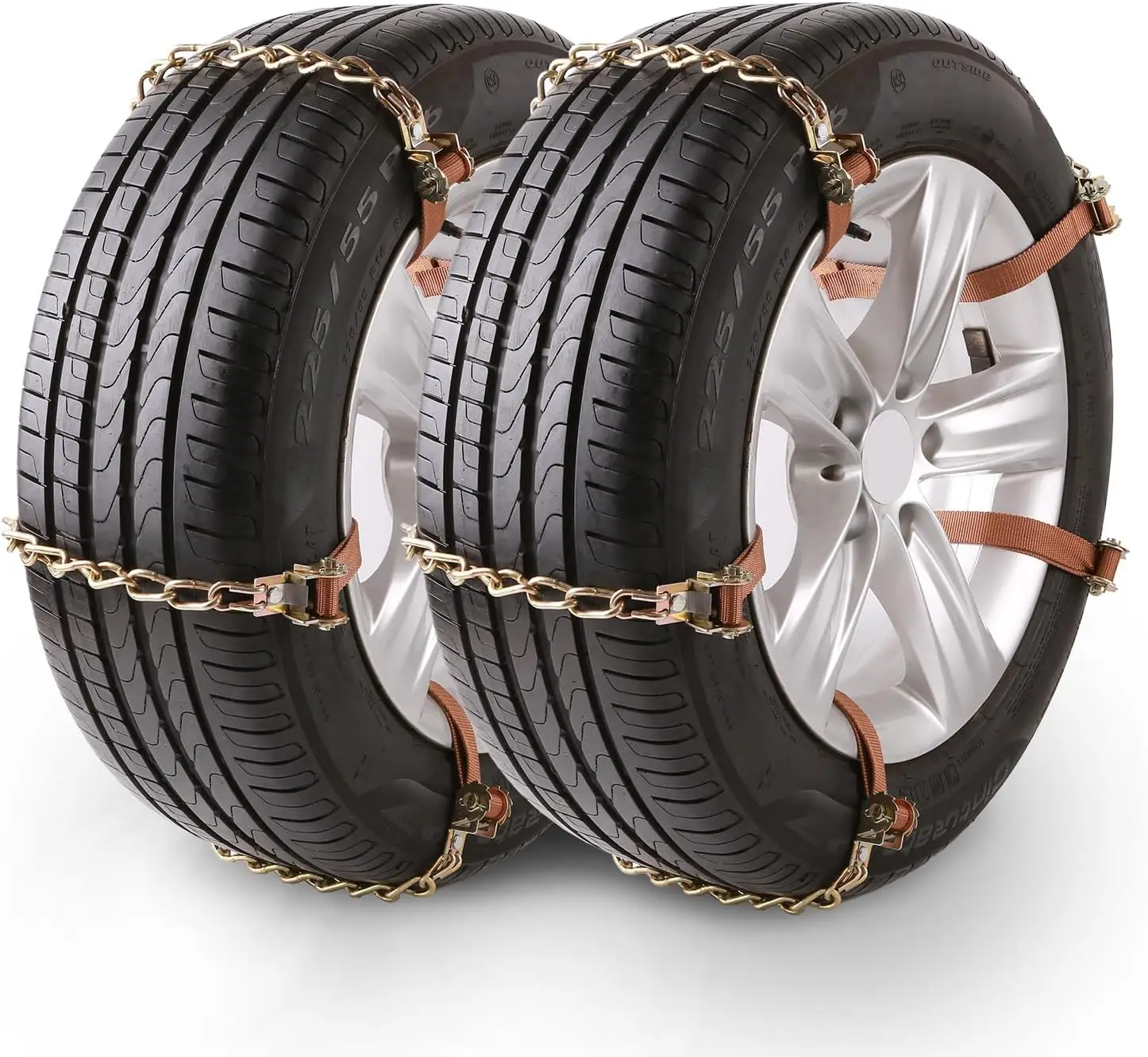 

Universal Snow Chains for Cars, SUVs & Trucks - 225-295mm Tire Width, Durable Set of 10 with Enhanced Stability