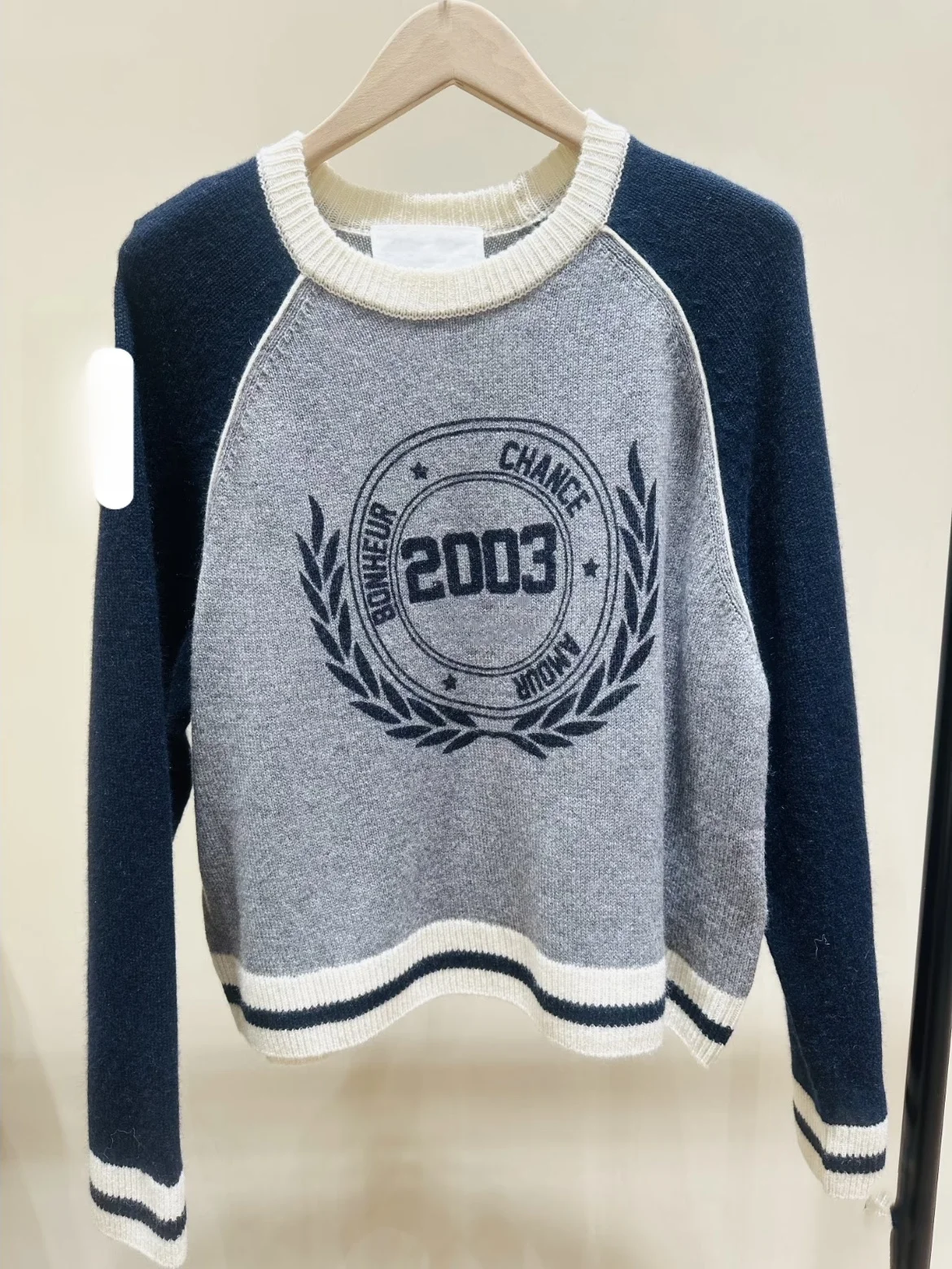 

Heidd BA2026 Early Spring College Style Digital Print Shoulder Drop Sleeve Color Block Knitwear Women's Loose Fit Long Sleeve...