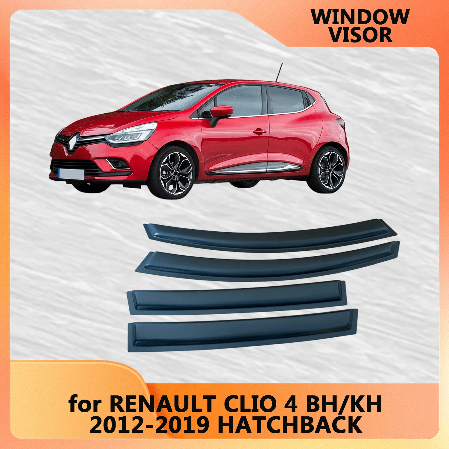 

Window Visor for RENAULT CLIO 4 BH/KH 2012 2013 2014 2015 2016 2017 2018 2019 HATCHBACK Weathershied Door Visor Wind Sun Rain