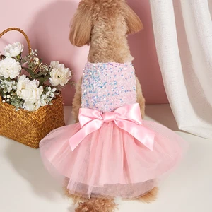 Prinzessin Hund Lantejoula Bowknot Prinzessin Kleid, Hundekleider mit Tüll, Hund Kitty Kostüm 10 Hauptverkauf Tutu Hund - №1