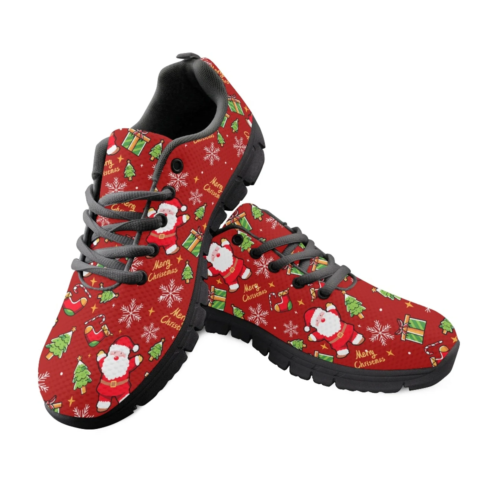 Coloranimal Christmas Santa Men Comfortable Work Shoes for Nurses Women Flat Women Sneakers Running Athletic Shoes for Travel