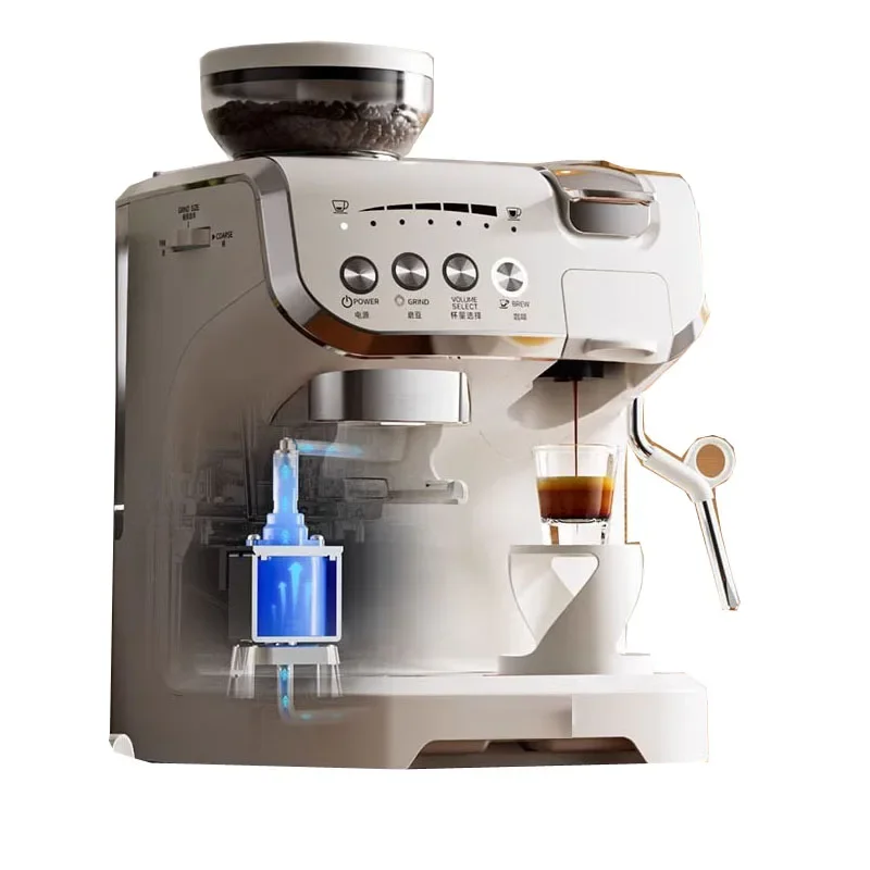 220V Espresso Machine with Grinder Cappuccino Milk Bubble Makers Italian Coffee Machines Smart Italian American Coffee Machine