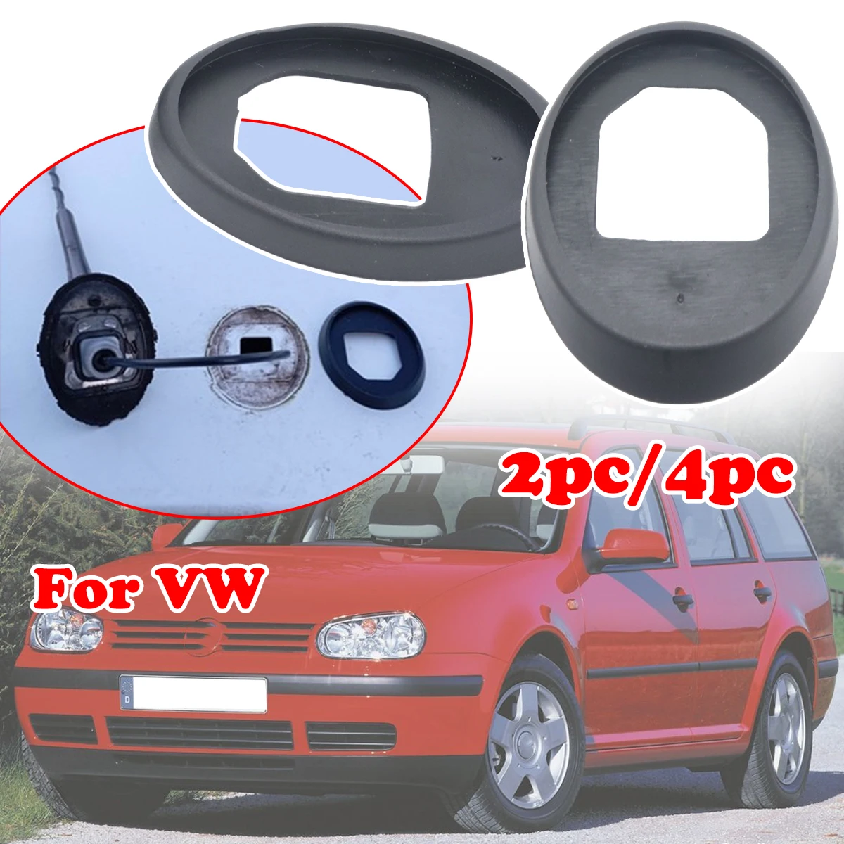 2/4pc For VW Bora Golf III IV V Golf Plus Jetta III IV New Beetle AM/FM Roof Radio Antenna Aerial Base Mast Seal Pad Mount Rod