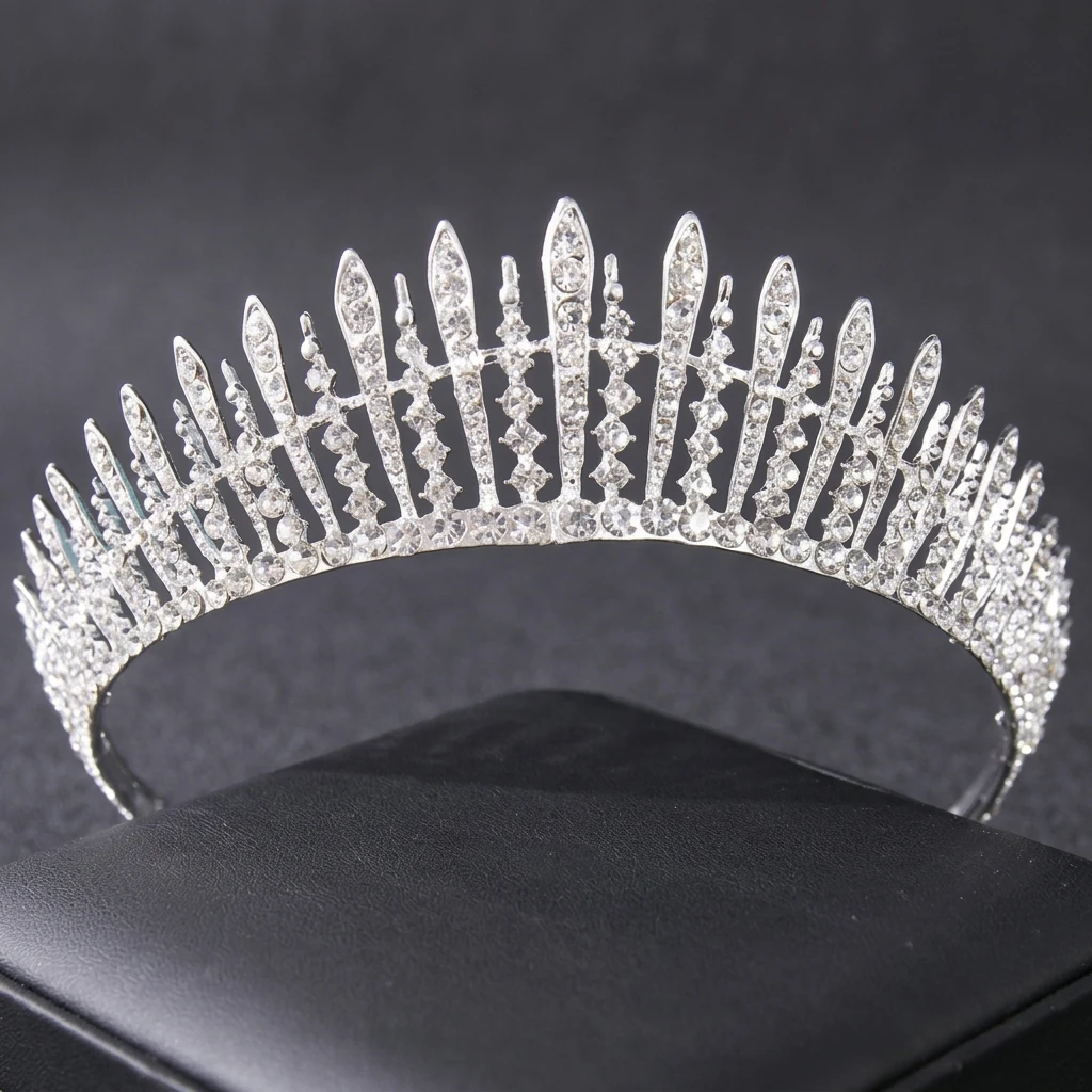 Bridal Crystal-Crown Headband Rhinestone Alloy Hair Accessory Shiny Comfortable Fit for Wedding Stage Party Photography Women view 3