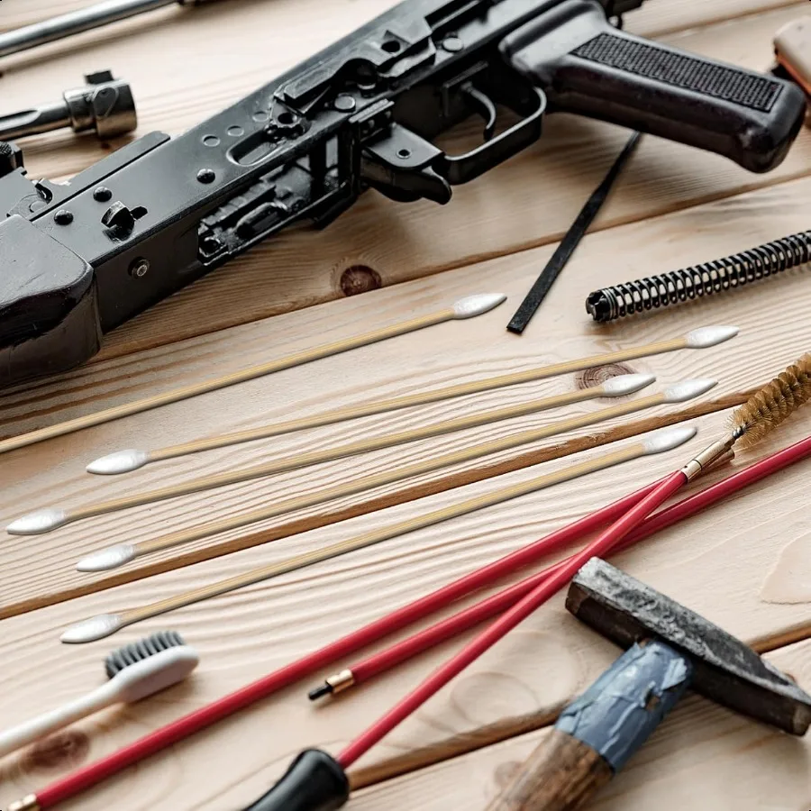 200 400 Uds hisopos de limpieza de pistola con puntas de doble punta palos de bambú resistentes de 6 pulgadas hisopos de algodón largos sin pelusa para arma de fuego Mai