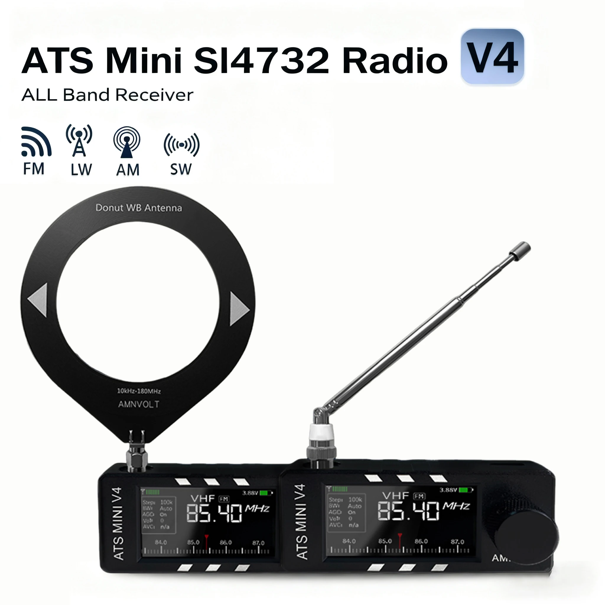 AMNVOLT V4 ATS MINI SI4732 راديو كامل النطاق DSP راديو FM AM SSB LSB USB استقبال ، المدمج في Hi-Z مضخم ضوت سماعات الأذن #2