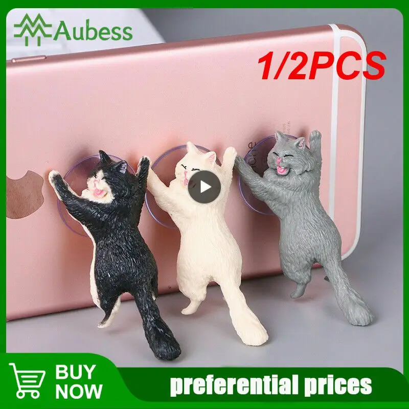 1/2PCS Universal Cute Cat Cell Phone Holder Lovely Phone Bracket Tablets Desk Car Stand Mount Sucker Bracket Soporte De