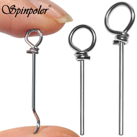 Spinpoler 100pcs/bag Stinger Fishing Spike Stainless Steel Soft Bait Bent Center Pin Pike Rig Swimbait Shad Accessories Pesca