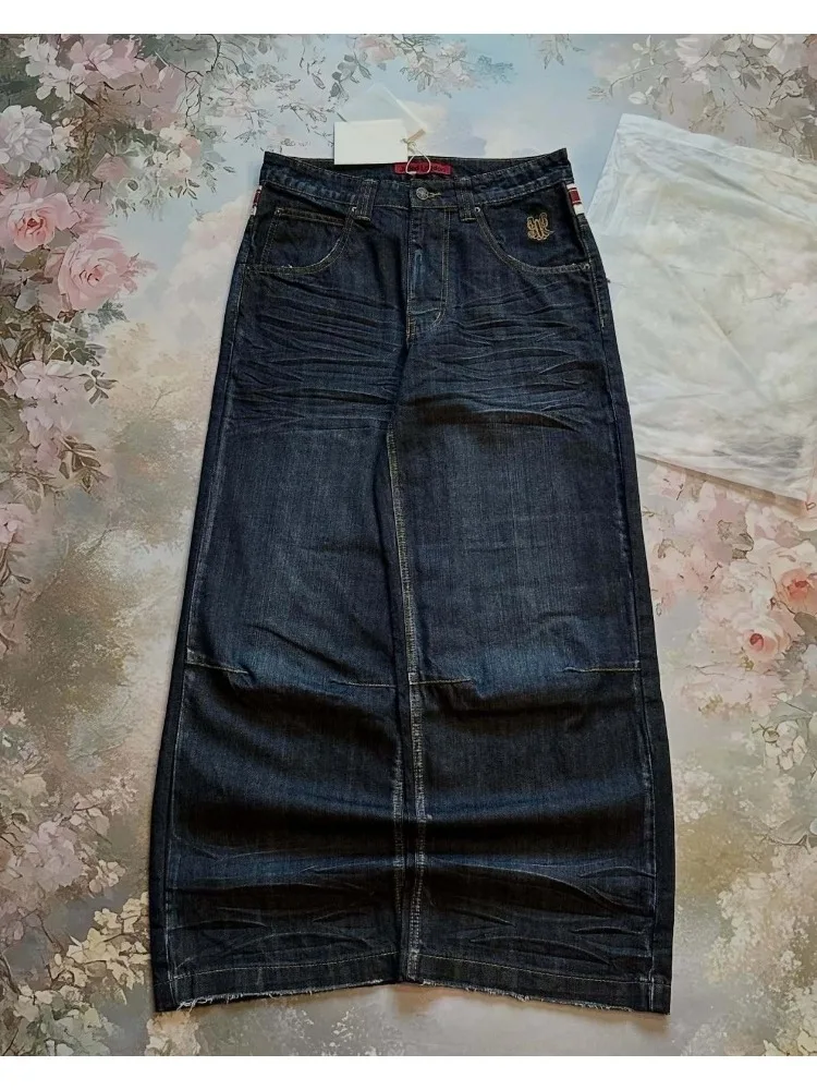 Deeptown Vintage Y2k Printed Baggy Jeans Women Man Unisex Hip Hop Aesthetic Denim Pants Classic Style Straight Jeans Streetwear