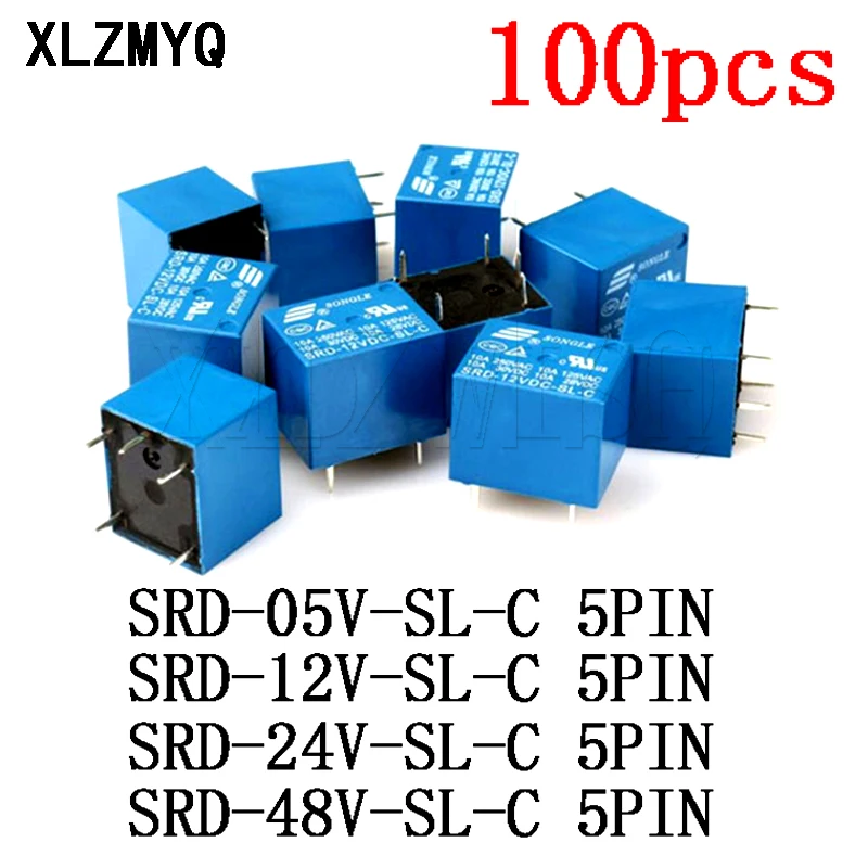 100pcs SRD 5V 12V 24V 48V SRD-05VDC-SL-C SRD-12VDC-SL-C SRD-24VDC-SL-C SRD-48VDC 5 Pin DC 5/12/24 V 10A 250VAC 5DIP Power Relays