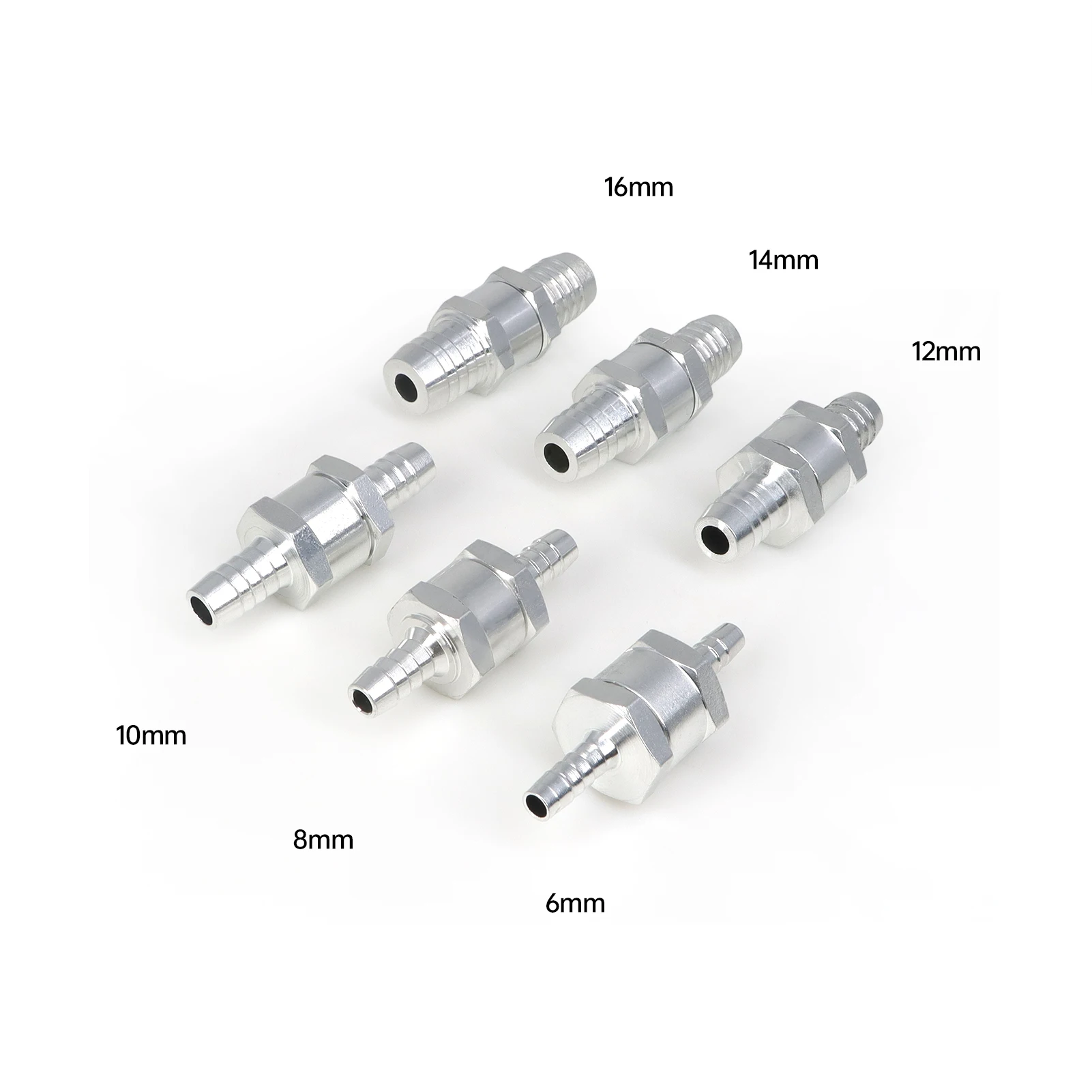 2/8PCS Aluminum Alloy One Way Check Valve 6-16mm – Anti-Backflow Non-Return Valve for Low Pressure Fuel/Gas Lines, Carburetor