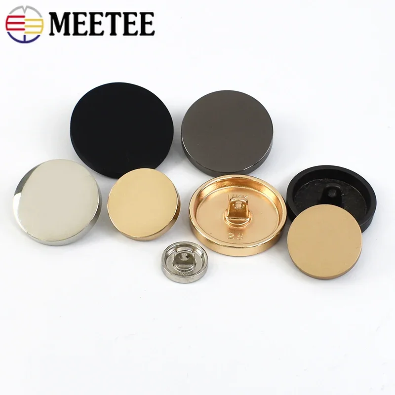 10Pcs Meetee 10-28mm Metal Snap Buttons Clothing Decorative Button Shank Round Flat Clasp Jacket Coat Jeans DIY Sewing Accessory