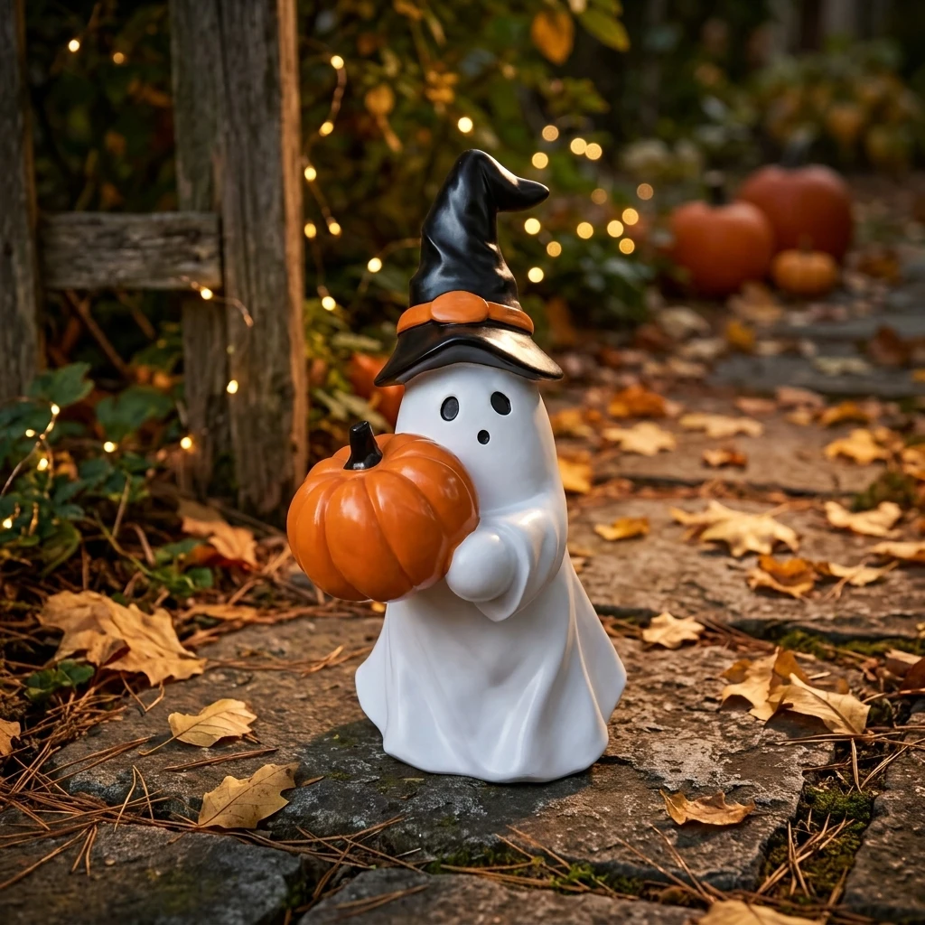 Halloween Ghost Figurines Creative Halloween Party Garden Decorations Resin Spooky Statues Outdoor Tabletop Ornament