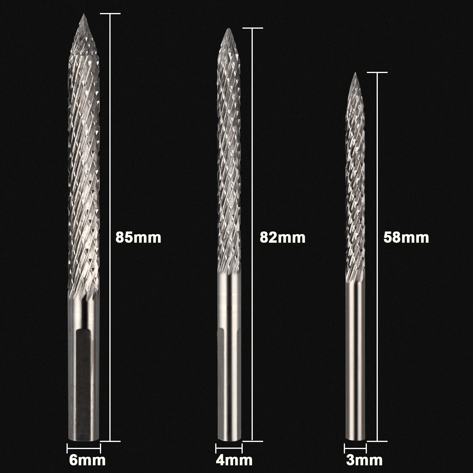 Broca de reparo de pneus de aço carbono de carboneto, rebarbas rotativas, broca pneumática de 3/4.5/6mm, plugue de remendo, ferramenta de reparo de pneus