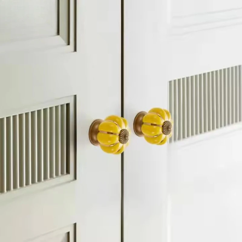 اليقطين السيراميك مقابض 40 مللي متر مقابض أدراج خزانة مقابض الأبواب ثقب واحد مقابض للخزانة مع مسامير مقابض لقطع الأثاث #6