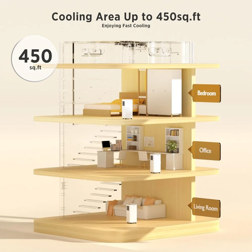 Ar Condicionado Portátil com Controle Remoto e Kits de Instalação, AC Built-in Cool Room, 10.000 BTU