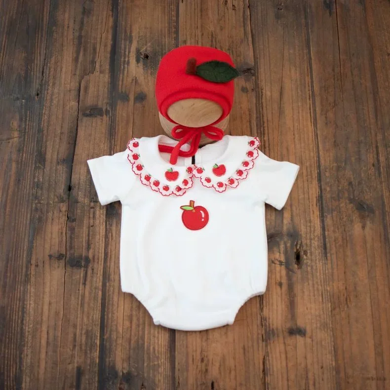 ❤️Newborn Photography Clothing Apple Hat+Jumpsuits 2Pcs/set Studio Baby Girl Photo Props Accessories Clothes Outfits Fotografia