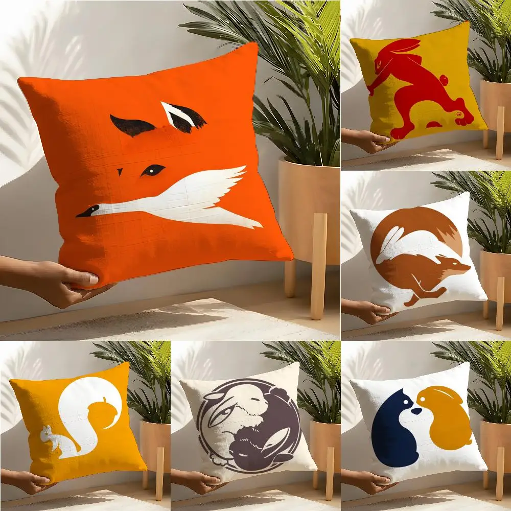 Twin Impression Color Pattern Pillow Case Cotton Linen Fabric Square Zipper Pillowcase Home Decorative Living Room