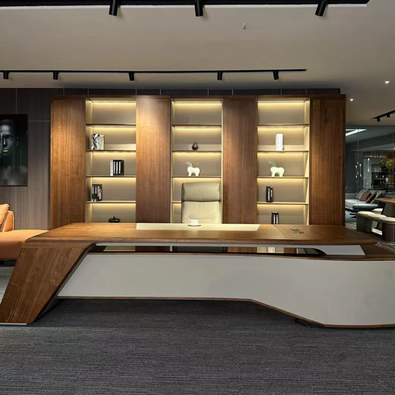 Segretario moderno Scrivania da ufficio Esecutive Scaffale minimalista di lusso Scrivania da ufficio Mobili da ufficio insoliti in legno di alta qualità