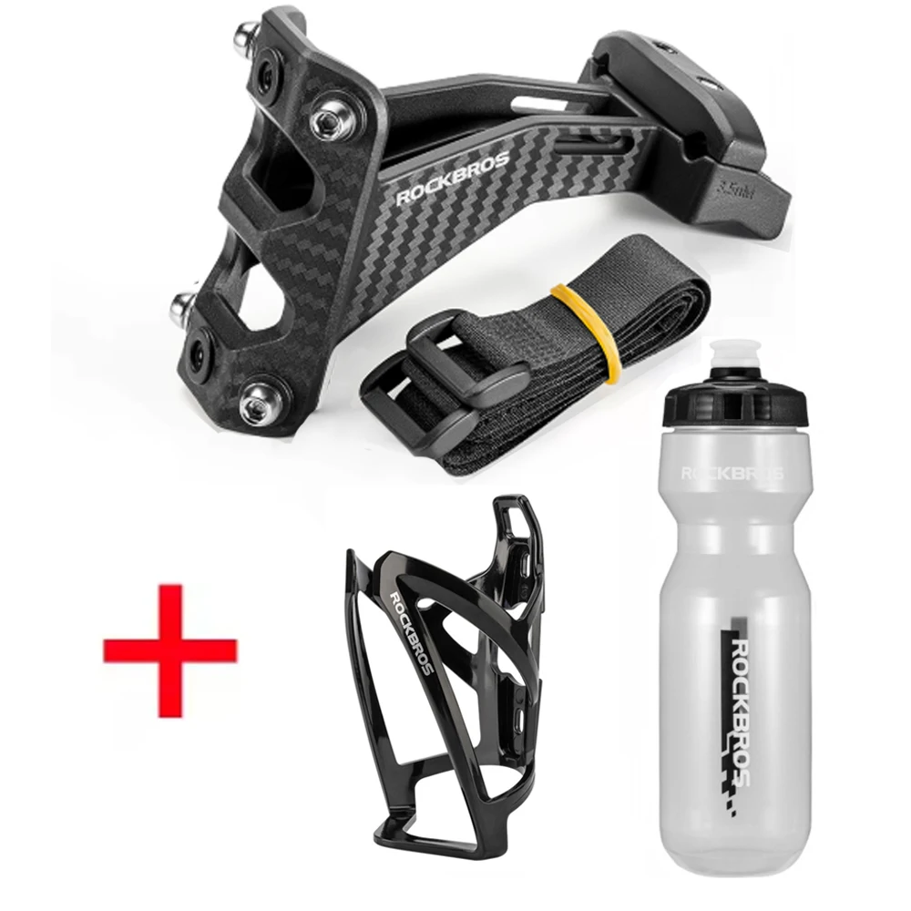 ROCKBROS Fahrrad-Flaschenhalter aus Carbon-Imitat, Fahrrad-Adapter, Sattel-Doppelbecherhalterung, Sitzverlängerung