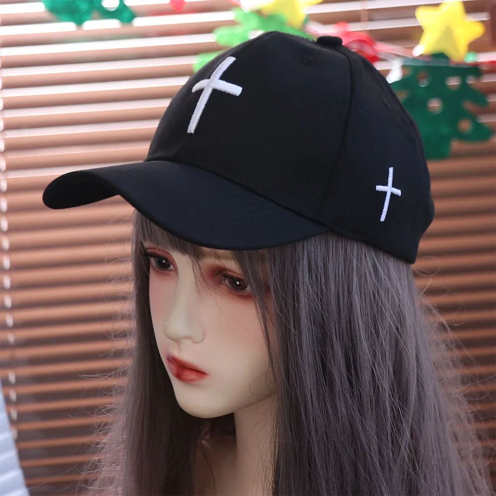 Fashionable Casual Cross Embroidered Hat Spring Cotton Cross Baseball Cap Sun-shading Sunscreen Duck Tongue Cap Outdoor