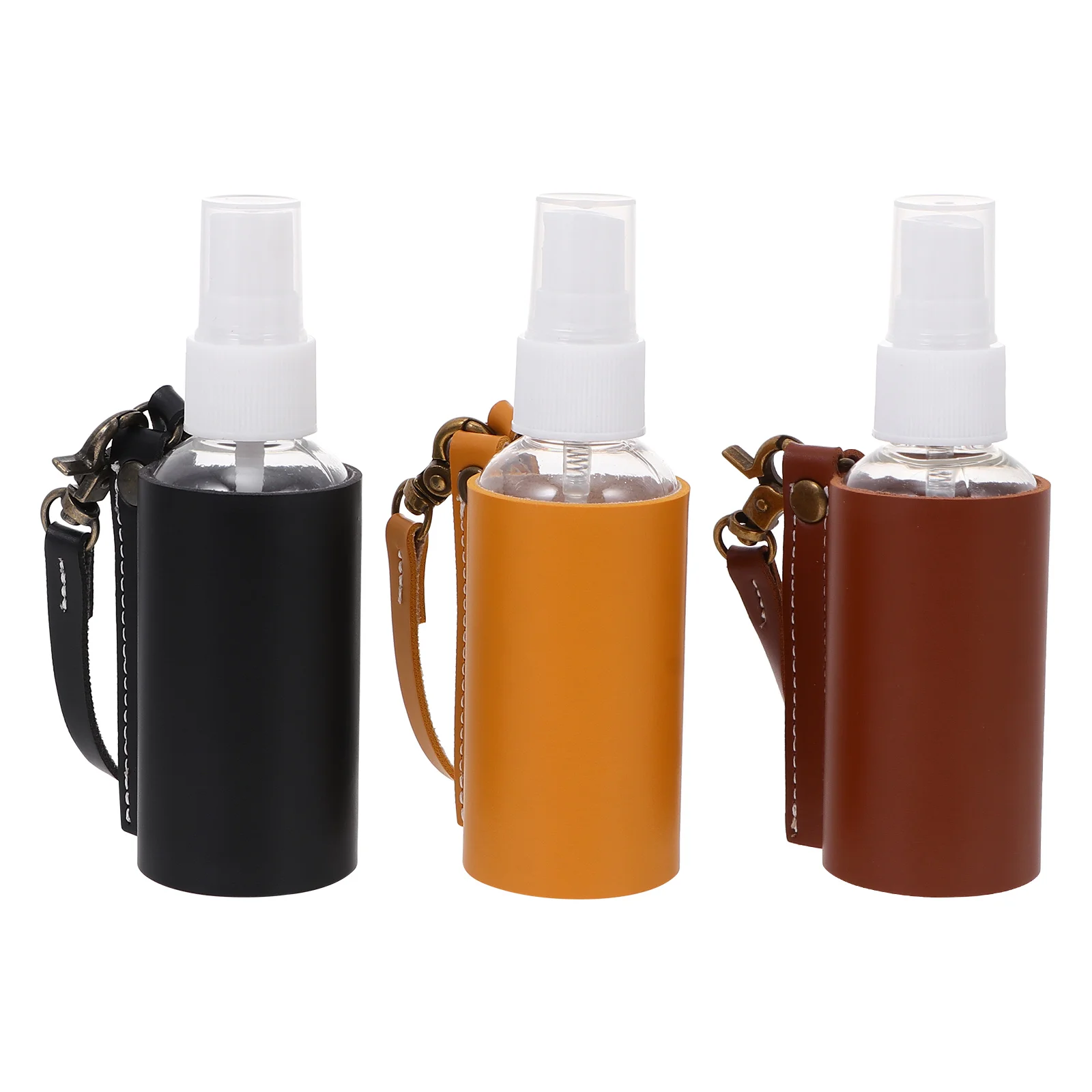 

3 Pcs Spray Bottle Skin Empty with PU Holder Hand Liquid Soap Perfume Bottles Cover Keychain Leakproof Chopsticks