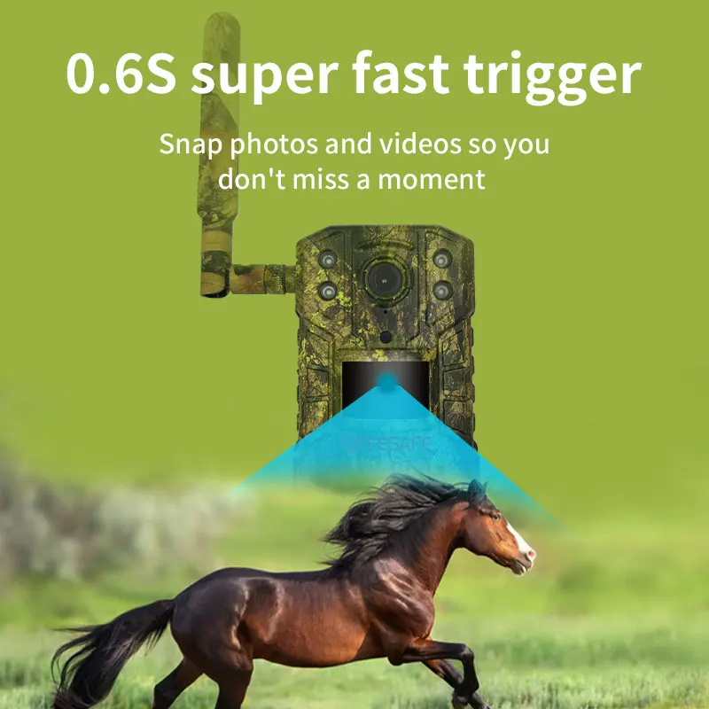 4MP 1440p Hunting Trail Camera 4G SIM Card IP66 Waterproof  PIR Motion Detection Wildlife Camera IR Night Vision