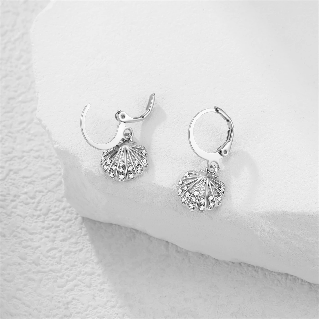 Eueavan Zirkon-Seestern-Muschel-Creolen aus Edelstahl, geometrische Ohrringe für den Sommerurlaub am Strand, für Damen, Party-Schmuck, Geschenk – Detail 17