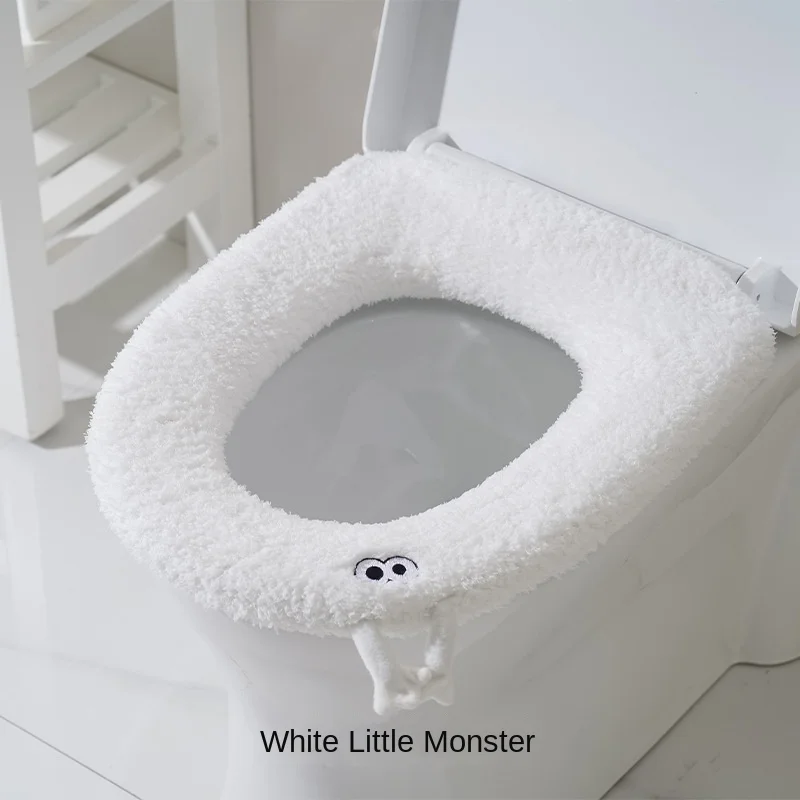 

Winter Plush Toilet Cushion Thickened Household with Handler Toilet Cover Washable Toilet Cover #3705