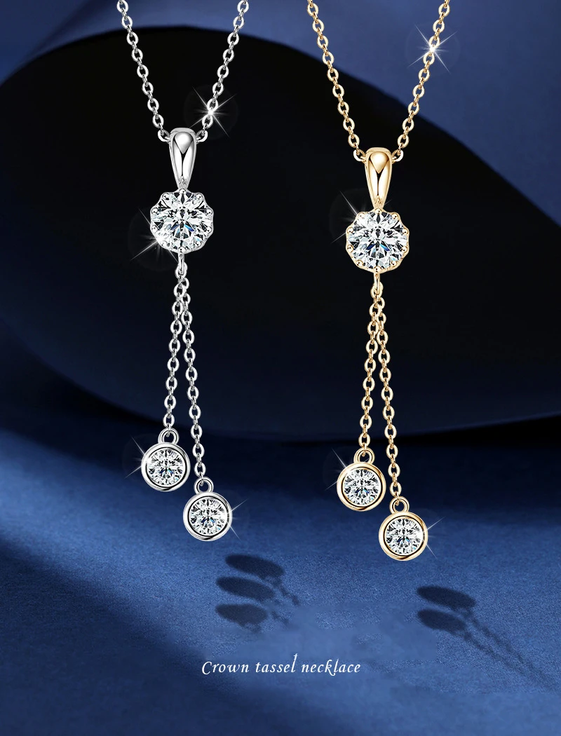 

Moissanite Necklace Pendant for Women 925 Sterling Silver Plated with 18k Gold Jewelry Christmas Gift GRA