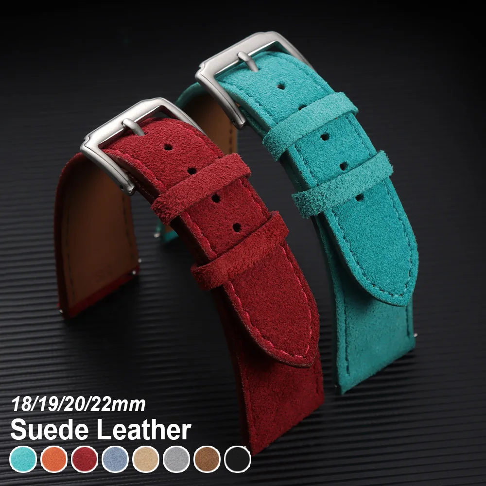 

Vintage Soft Suede Leather Watch Strap Quick Release Cowhide Watch Band 18mm 19mm 20mm 22mm Women Men Bracelet Watch Accessories