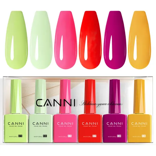 Imagen 2 del producto CANNI Kit de Esmalte de Uñas en Gel de 9ml, 6 Piezas, Sin TPO, Colores Brillantes de Verano, Alta Pigmentación, Esmalte de Uñas en Gel Neón, Secado con Lámpara UV LED