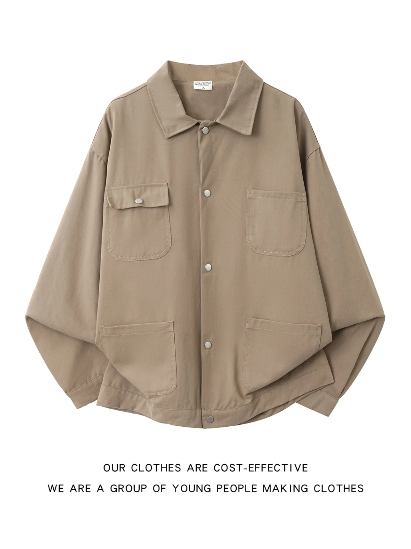 Loose Fit Casual Workwear Jacket Men's Spring Autumn Lapel Button up Tapered Shape Outerwear Shirt Long Sleeve Sun Protection